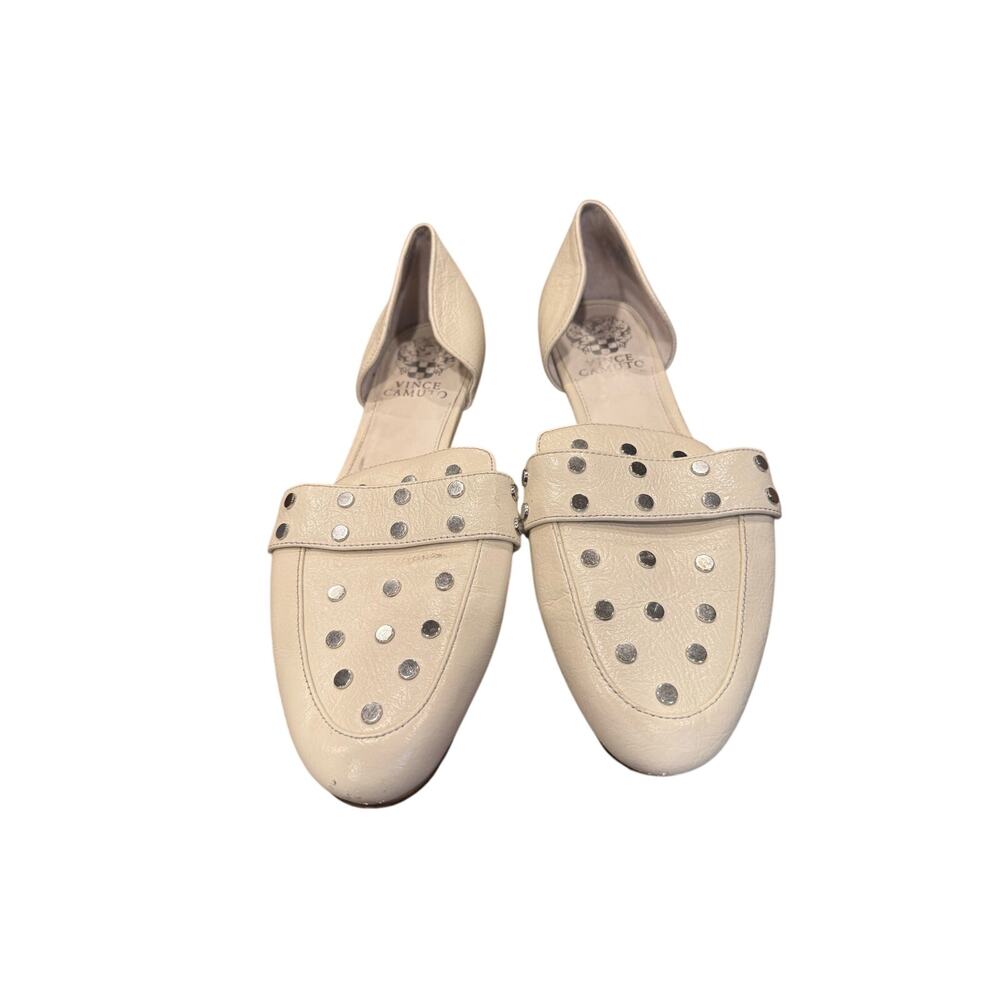 Vince Camuto White Studded Loafers